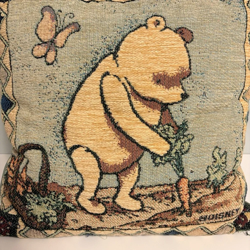 Disney Winnie the Pooh Garden Tapestry Throw Pillow 19.5 x 19.5 Vintage Nursery